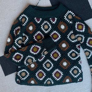 Crochet emerald green over sized sweater
